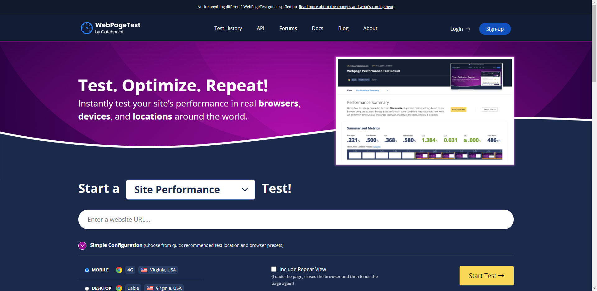 WebPageTest 前端性能分析工具